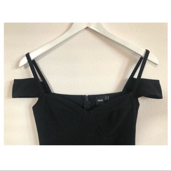 ASOS Fitted Midi Dress in Black and Navy - Picture 3 of 5